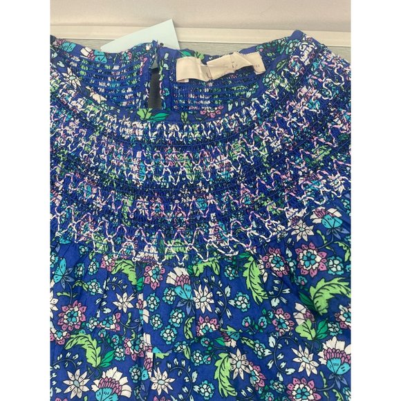 LOFT WOMEN Petite Floral Smocked Ruffle Yoke Top PM - Picture 4 of 13